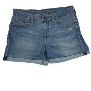 Levis Womens Rolled Hem Mid Length Denim Jean Shorts Zipper Size 30